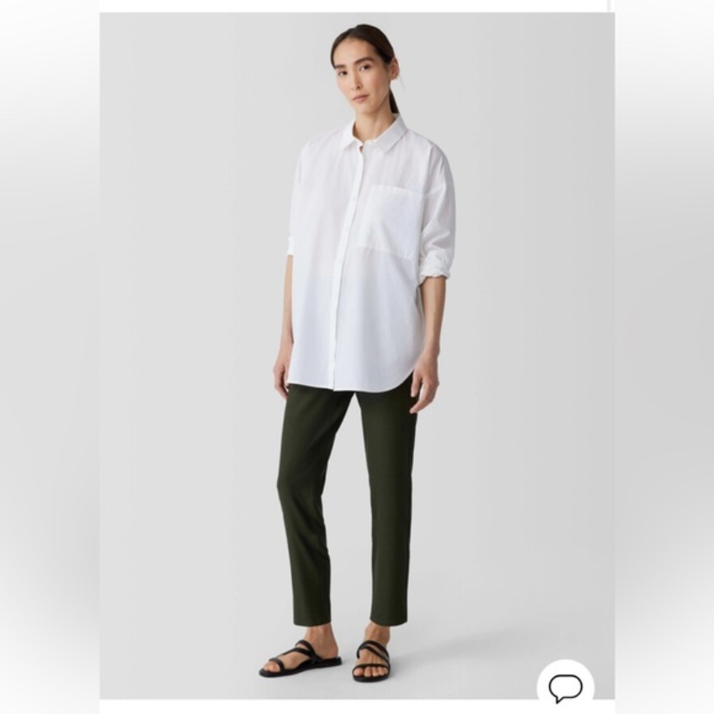 Eileen Fisher Washable Stretch Crepe Pants Olive Green Slim Cropped XL NWOT